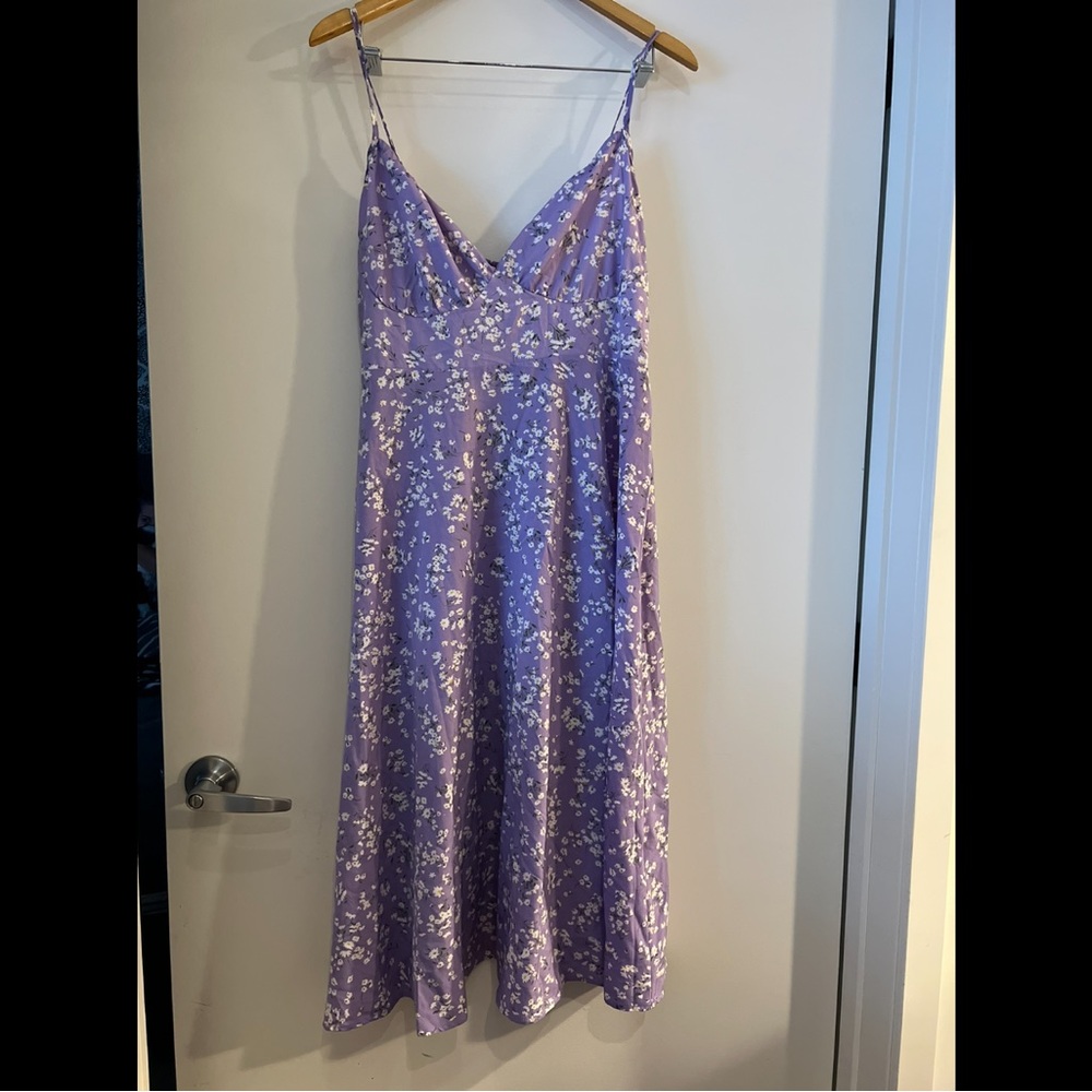 Plus Ditsy Floral Split Thigh Shirred Cami Dress